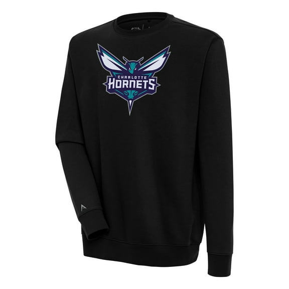 Men's Antigua Black Charlotte Hornets Victory Pullover Sweatshirt