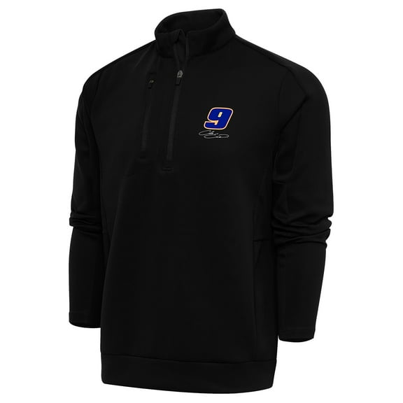 Men's Antigua Black Chase Elliott Generation Quarter-Zip Pullover Top