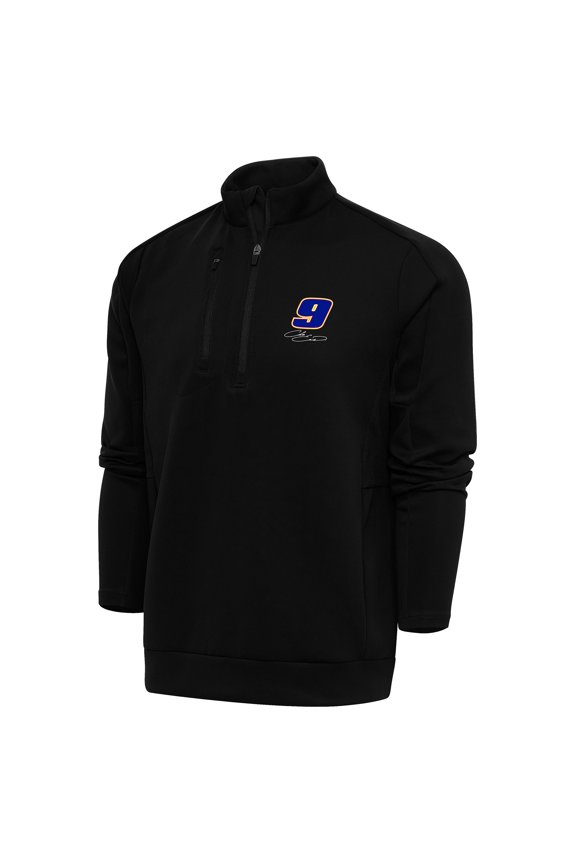 Men's Antigua Black Chase Elliott Generation Quarter-Zip Pullover Top