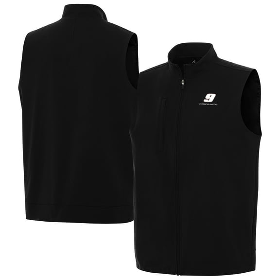 Men's-Antigua Black Chase Elliott Regard Full-Zip Vest