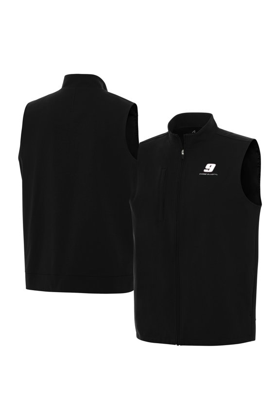 Men's-Antigua Black Chase Elliott Regard Full-Zip Vest