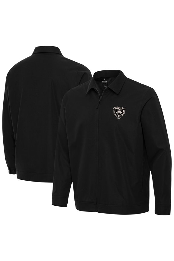 Men's Antigua Black Chicago Bears Pivot Full-Zip Jacket