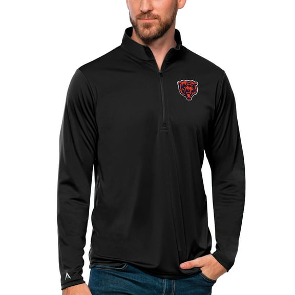 Men's Antigua Black Chicago Bears Tribute Quarter-Zip Lightweight Pullover Top