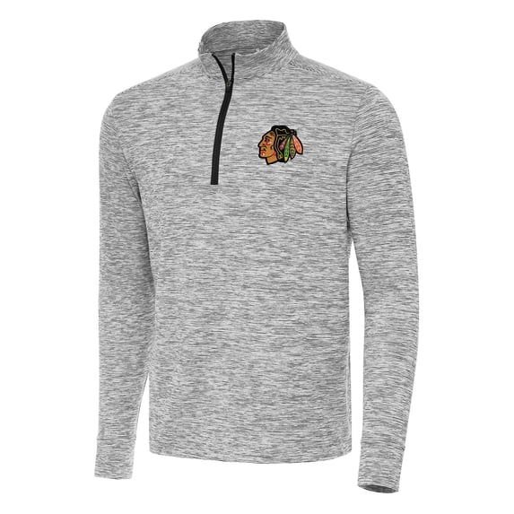 Men's Antigua Black Chicago Blackhawks Cause Quarter-Zip Top