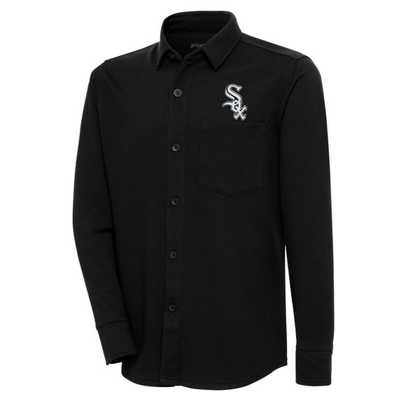 Men's Antigua Black Chicago White Sox Steamer Button-Up Shacket