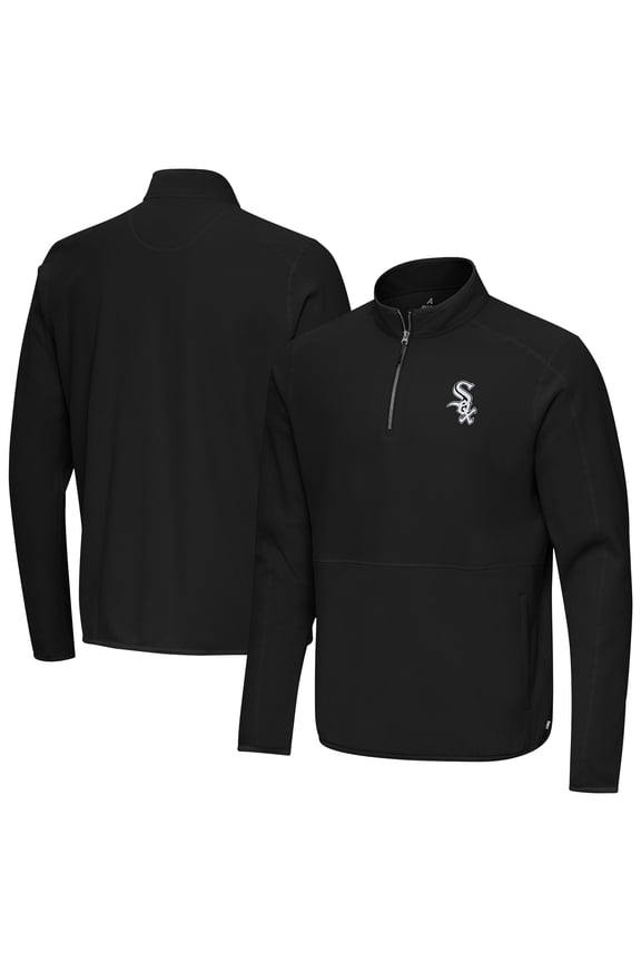 Men's Antigua Black Chicago White Sox Step Up Quarter-Zip Pullover