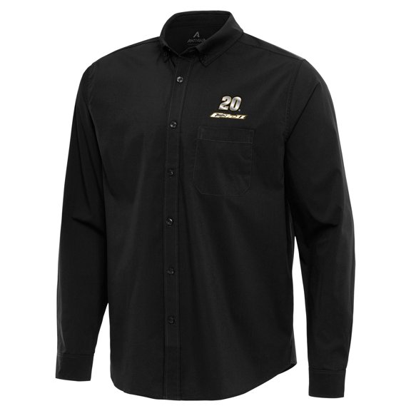 Men's Antigua Black Christopher Bell Flight Woven Tri-Blend Long Sleeve Button-Down Shirt