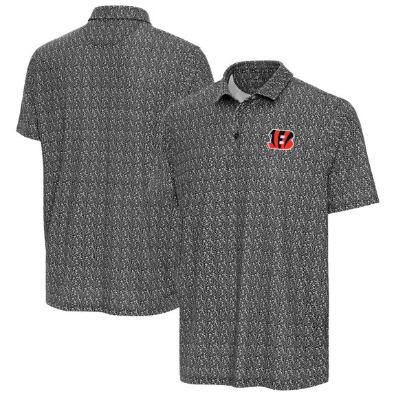 Men's Antigua Black Cincinnati Bengals Botanic Polo