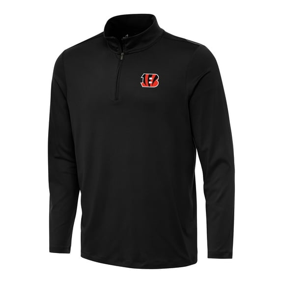 Men's Antigua Black Cincinnati Bengals Reprocess Quarter-Zip Top