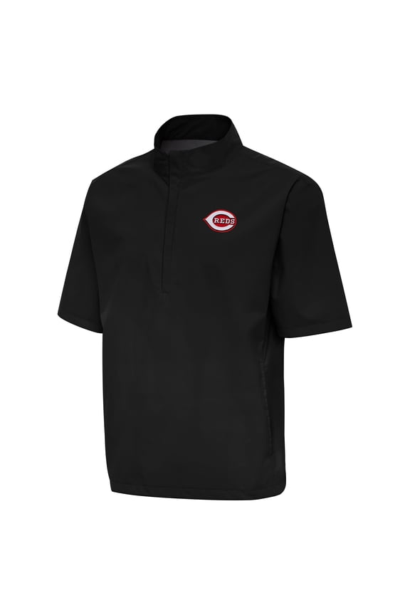 Men's Antigua Black Cincinnati Reds Brisk Quarter-Zip Wind Shirt