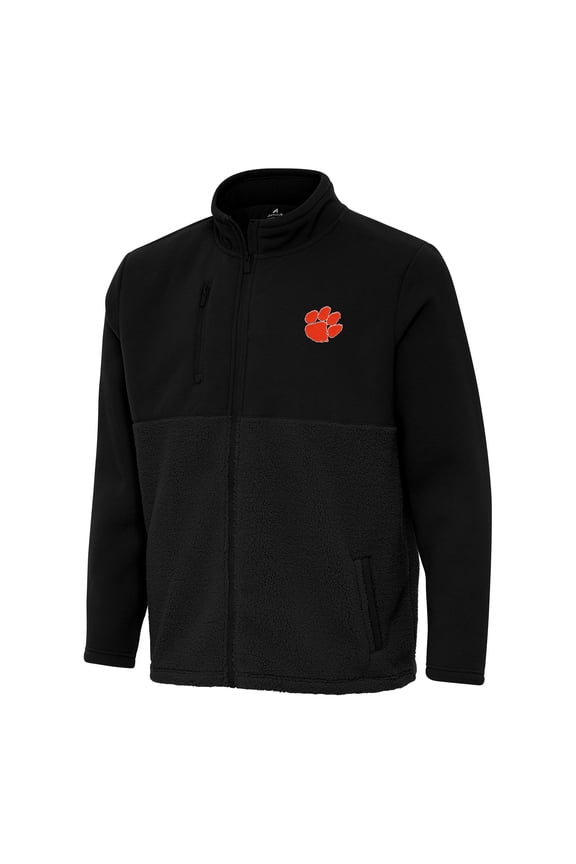 Men's Antigua Black Clemson Tigers Daily Fused Full-Zip Jacket