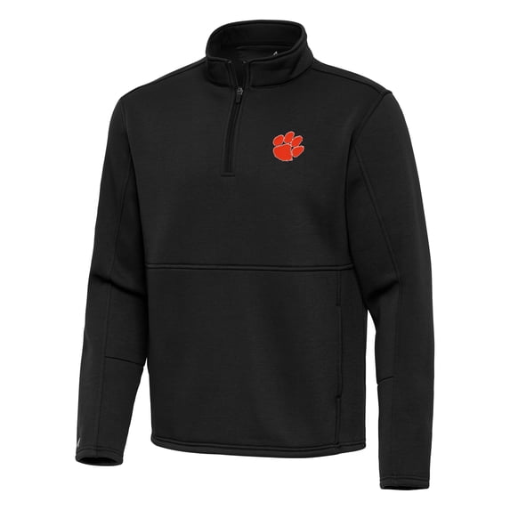 Men's Antigua Black Clemson Tigers Twist Quarter-Zip Pullover Jacket