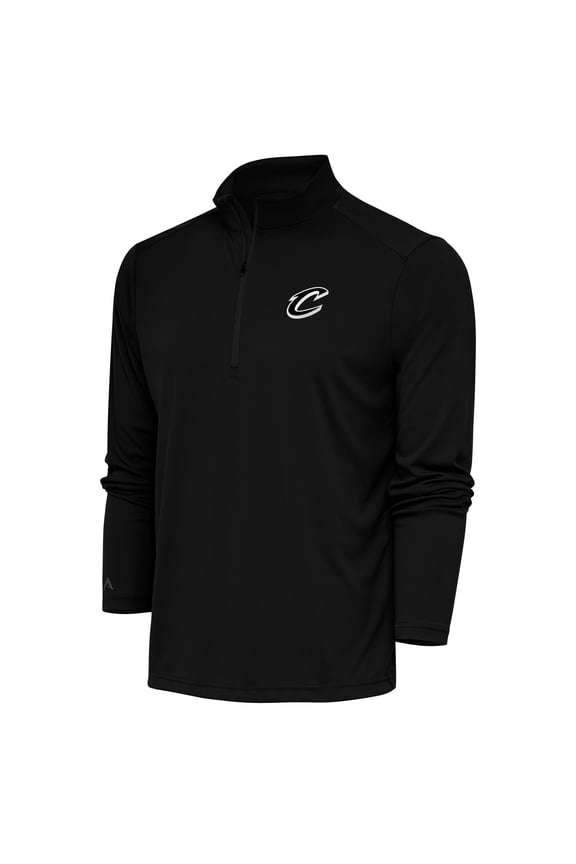 Men's Antigua Black Cleveland Cavaliers Metallic Logo Tribute Quarter-Zip Top