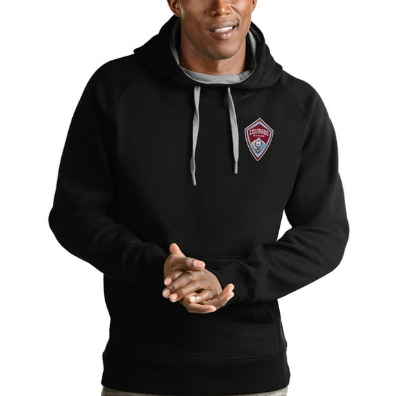 Men's Antigua Black Colorado Rapids Logo Victory Pullover Hoodie