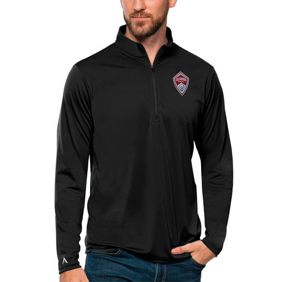 Men's Antigua Black Colorado Rapids Tribute Quarter-Zip Pullover Top