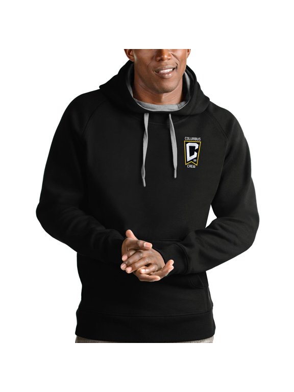 Men's Antigua Black Columbus Crew Logo Victory Pullover Hoodie