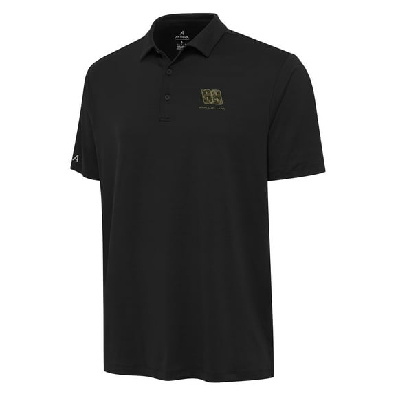 Men's Antigua Black Dale Earnhardt Jr. Reprocess Polo
