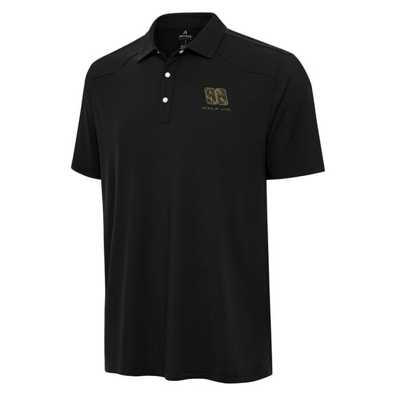 Men's Antigua Black Dale Earnhardt Jr. Western Polo