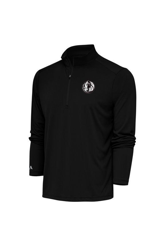 Men's Antigua Black Dallas Mavericks Metallic Logo Tribute Quarter-Zip Top
