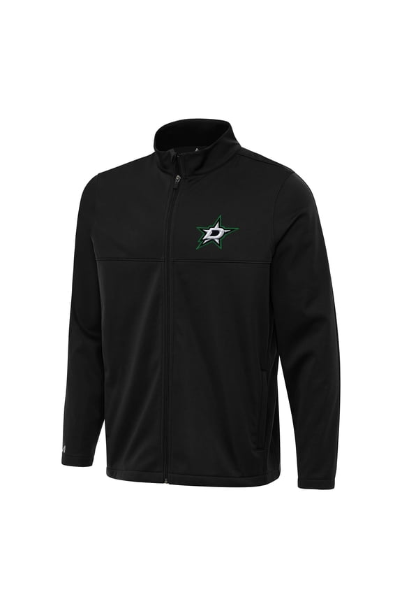 Men's Antigua Black Dallas Stars Links 2 Full-Zip Golf Jacket