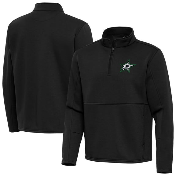 Men's Antigua Black Dallas Stars Twist Quarter-Zip Pullover Jacket