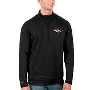 Men's Antigua Black Denver Broncos Generation Quarter-Zip Pullover Jacket
