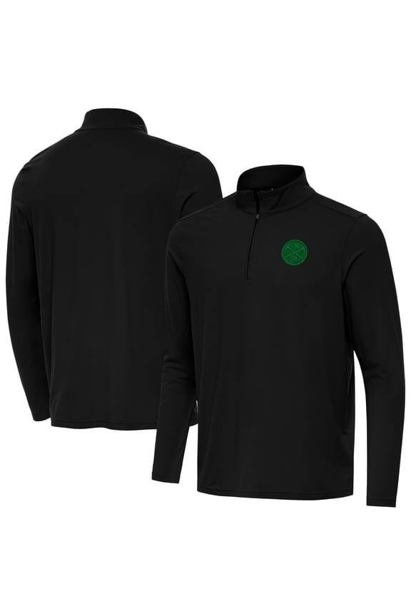Men's Antigua Black Denver Nuggets St. Patrick's Day Intent Quarter-Zip Jacket
