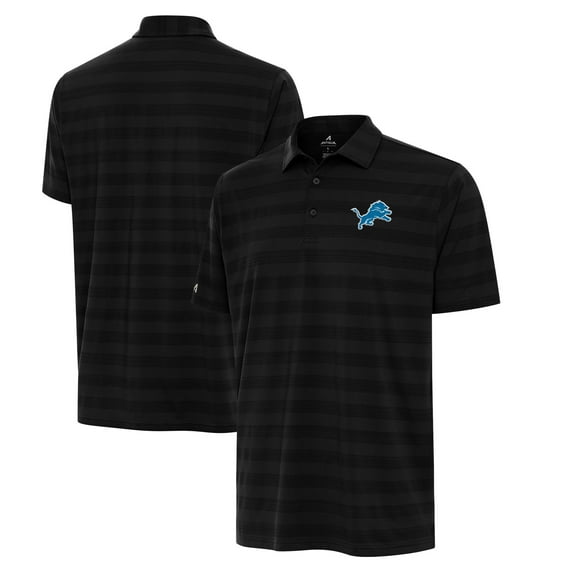 Men's Antigua Black Detroit Lions Big & Tall Tunnel Polo