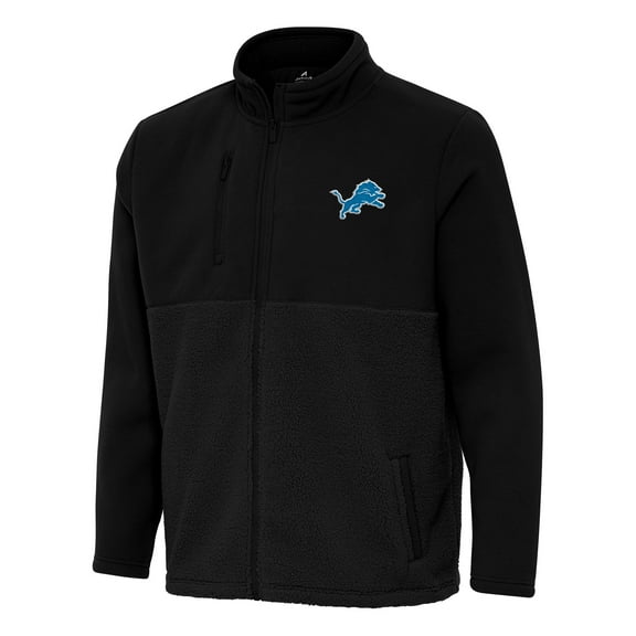 Men's Antigua Black Detroit Lions Daily Fused Full-Zip Jacket
