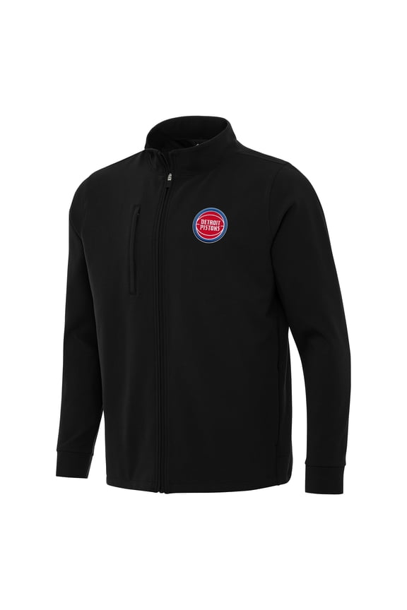 Men's Antigua Black Detroit Pistons Regard Full-Zip Jacket
