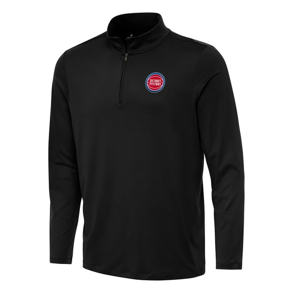 Men's Antigua Black Detroit Pistons Reprocess Quarter-Zip Top