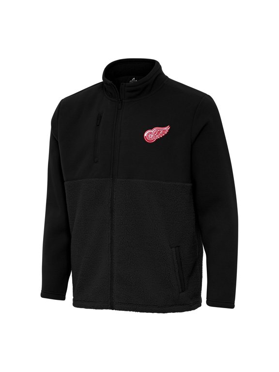 Men's Antigua Black Detroit Red Wings Daily Fused Full-Zip Jacket