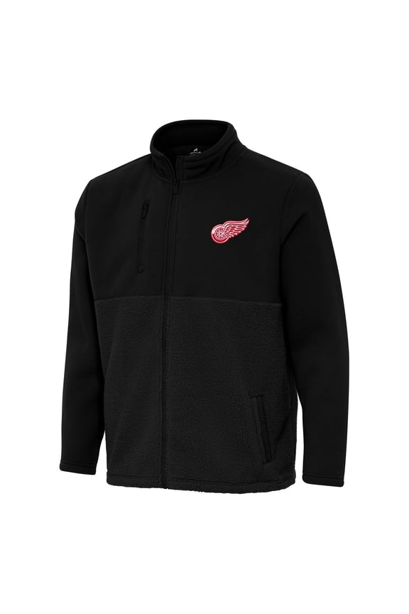Men's Antigua Black Detroit Red Wings Daily Fused Full-Zip Jacket