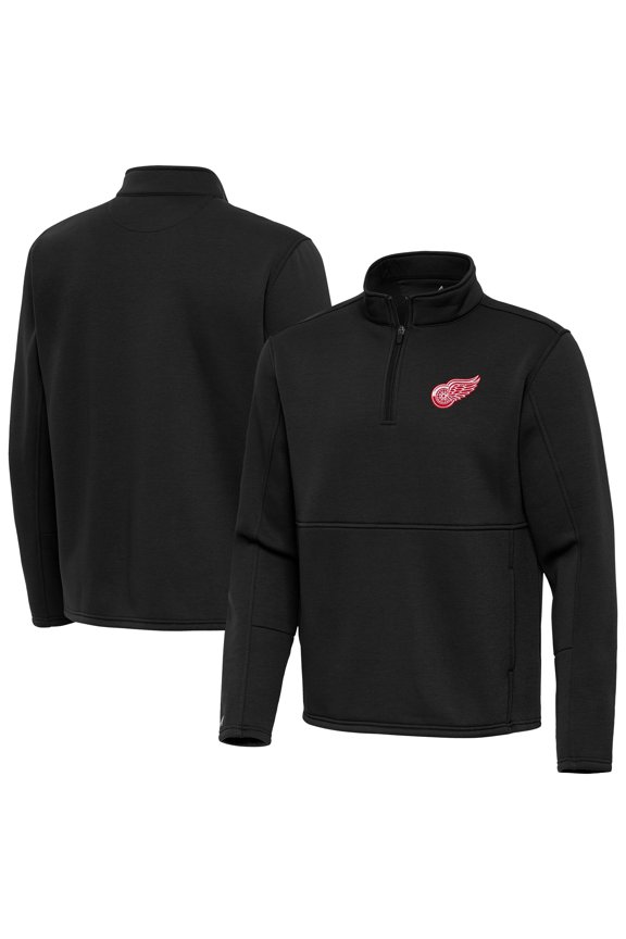 Men's Antigua Black Detroit Red Wings Twist Quarter-Zip Pullover Jacket