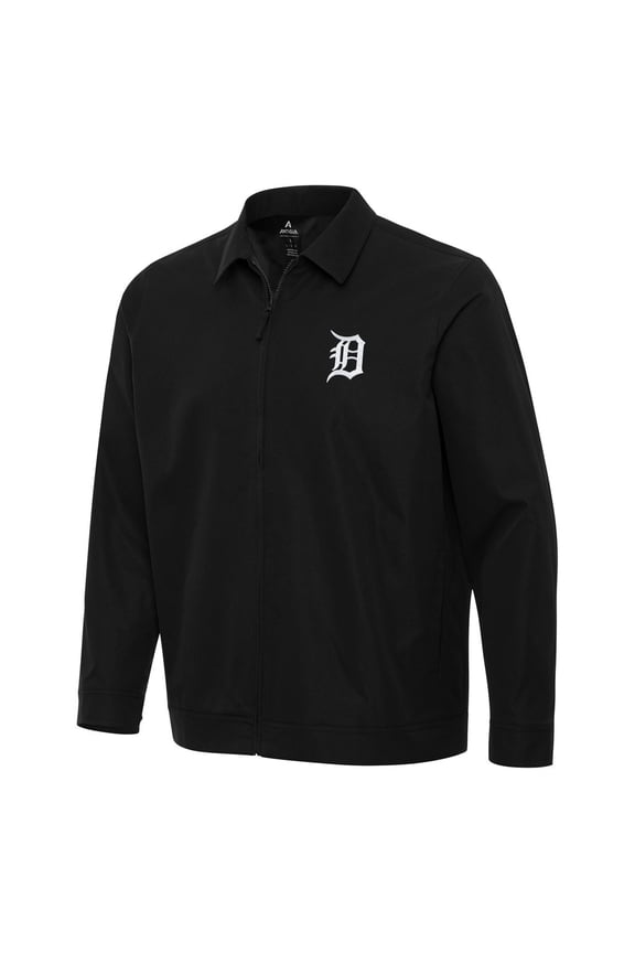 Men's Antigua Black Detroit Tigers Pivot Full-Zip Jacket