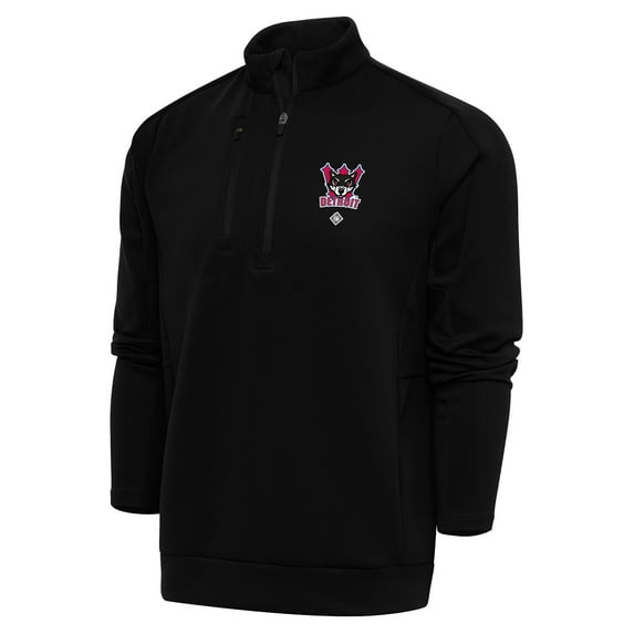 Men's Antigua Black Detroit Wolves Generation Quarter-Zip Pullover Top