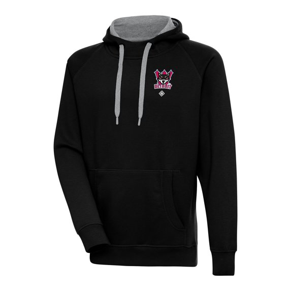 Men's Antigua Black Detroit Wolves Victory Pullover Hoodie