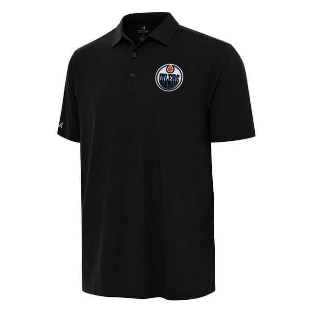 Men's Antigua Black Edmonton Oilers Era Polo