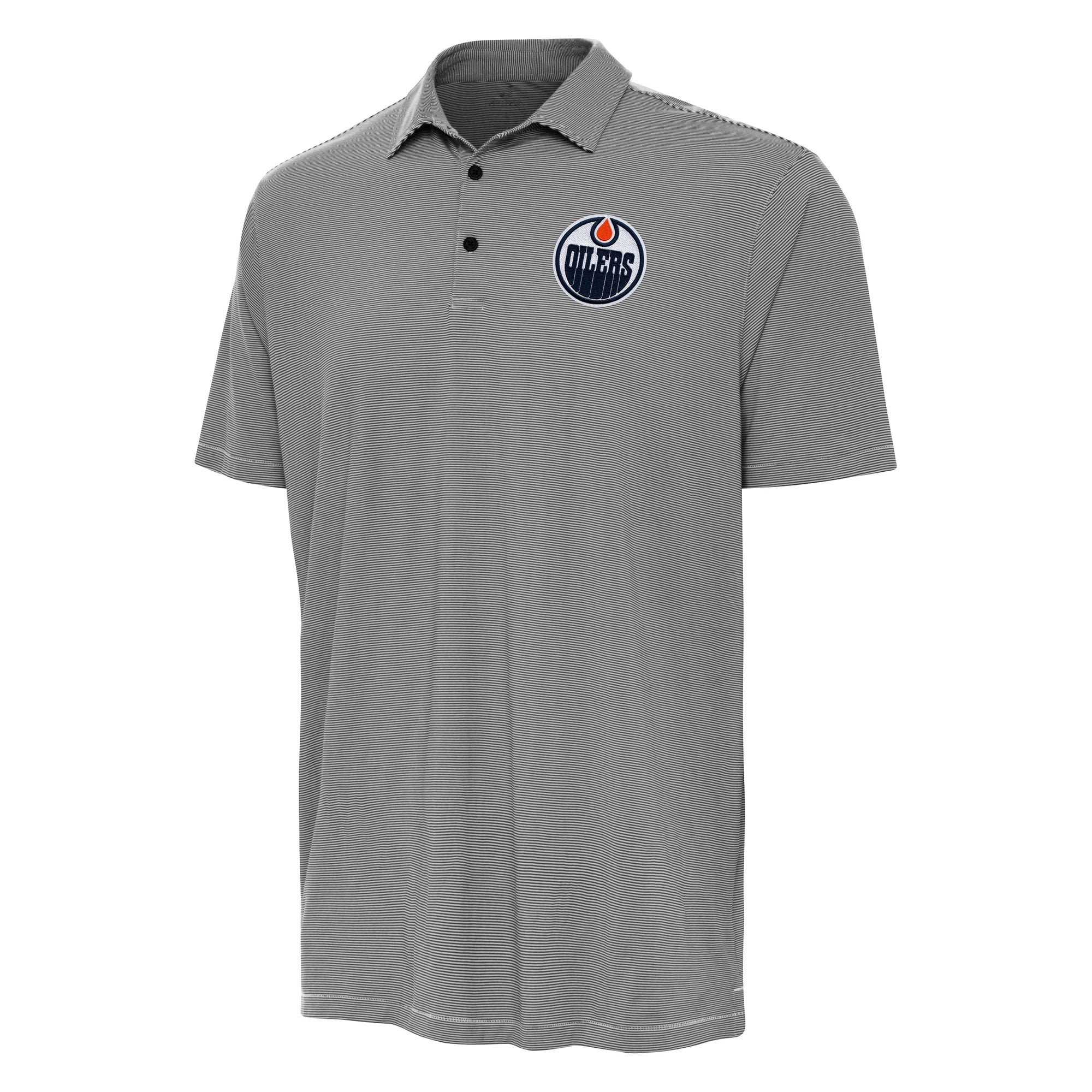 Men's Antigua Black Edmonton Oilers Twine Polo