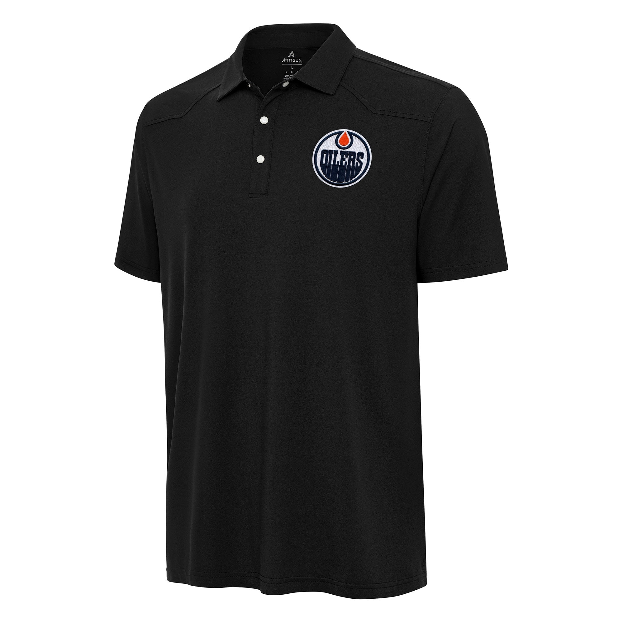 Men's Antigua Black Edmonton Oilers Western Polo