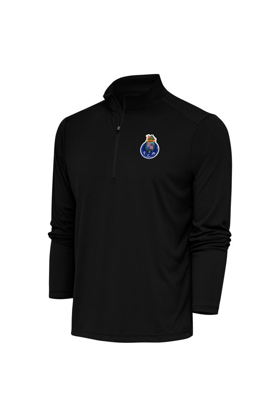 Men's Antigua Black FC Porto Statement Quarter-Zip Pullover