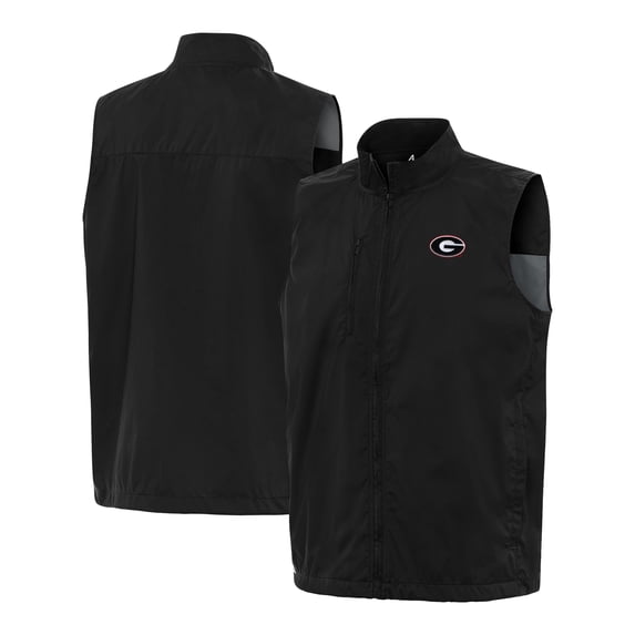 Men's Antigua Black Georgia Bulldogs Brisk Full-Zip Vest