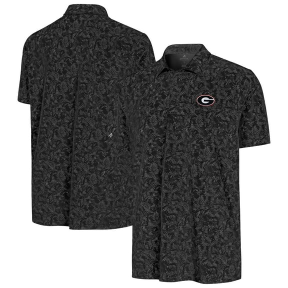 Men's Antigua Black Georgia Bulldogs Lush Polo