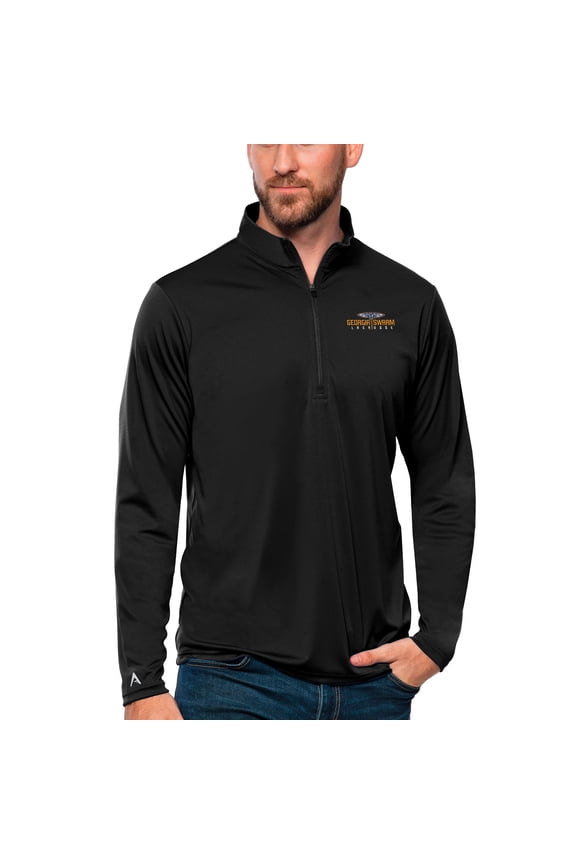 Men's Antigua Black Georgia Swarm Tribute Quarter-Zip Pullover Top