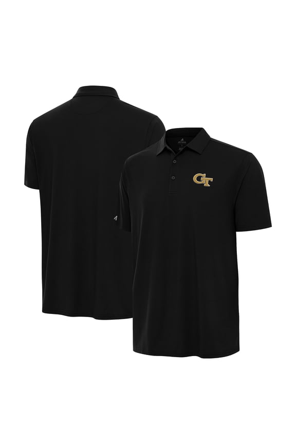 Men's Antigua Black Georgia Tech Yellow Jackets Era Polo