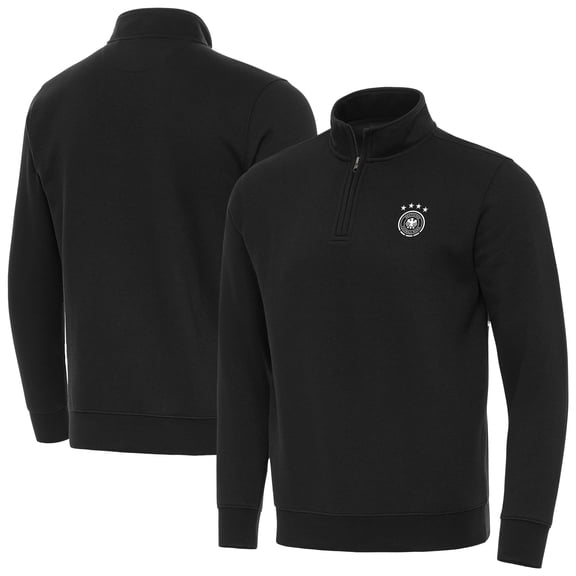 Men's Antigua Black Germany National Team Landslide Quarter-Zip Pullover
