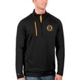 thumbnail image 1 of Men's Antigua Black/Gold Boston Bruins Generation Quarter-Zip Pullover Jacket, 1 of 1