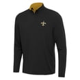 thumbnail image 1 of Men's Antigua Black/Gold New Orleans Saints Content Quarter-Zip Pullover Top, 1 of 1