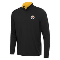 Men's Antigua Black/Gold Pittsburgh Steelers Content Quarter-Zip Pullover Top