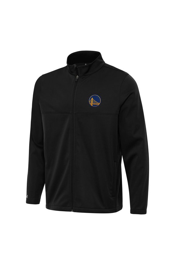 Men's Antigua Black Golden State Warriors Links 2 Full-Zip Golf Jacket